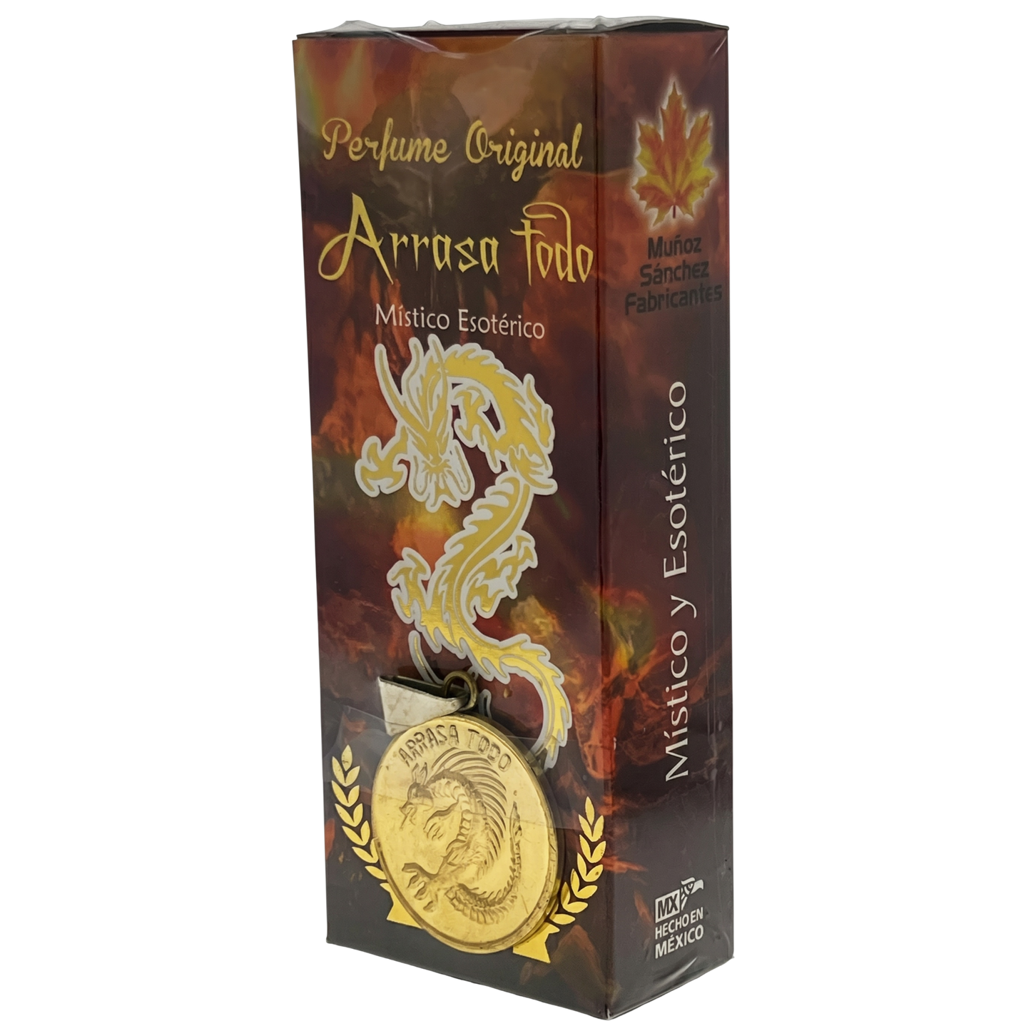 Arrasa Todo Esoteric Perfume with Collectible Dragon with Protective Amulet Medallion