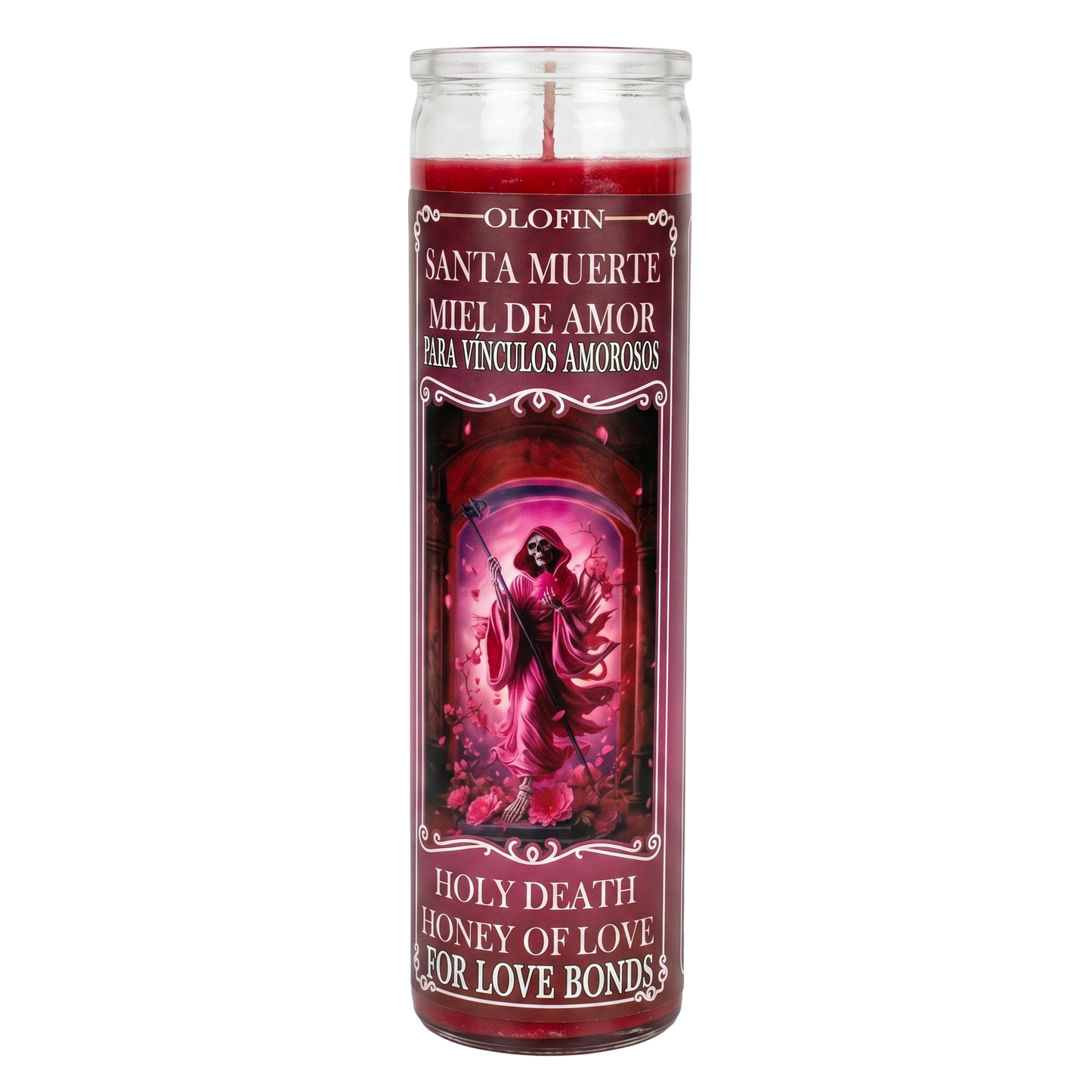 Santa Muerte Miel De Amor (Holy Death Honey Of Love) Prepared Ritual Candle Perfumed Vela Preparada