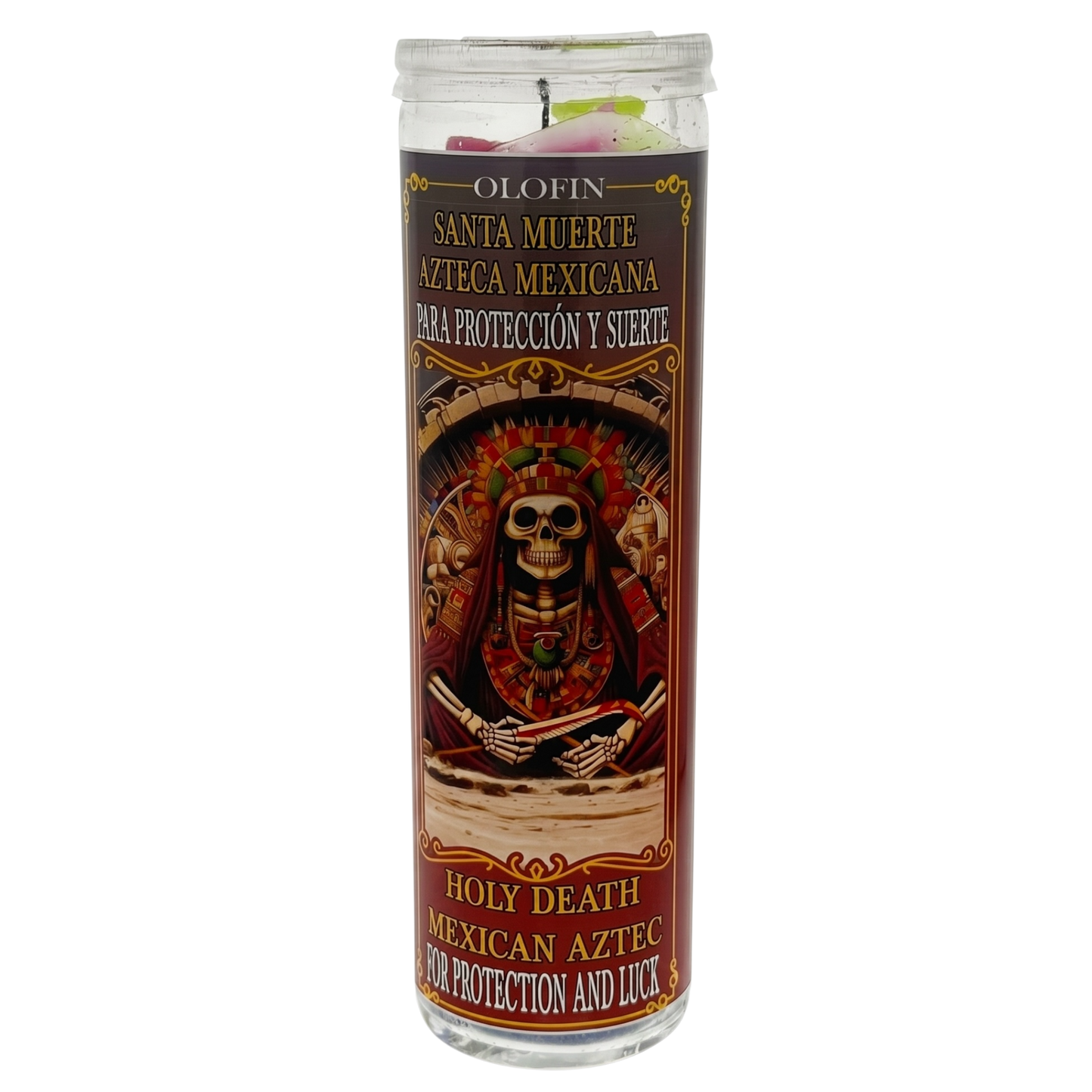Santa Muerte Azteca Mexicana (Holy Death Mexican Aztec) Prepared Ritual Candle Perfumed Vela Preparada