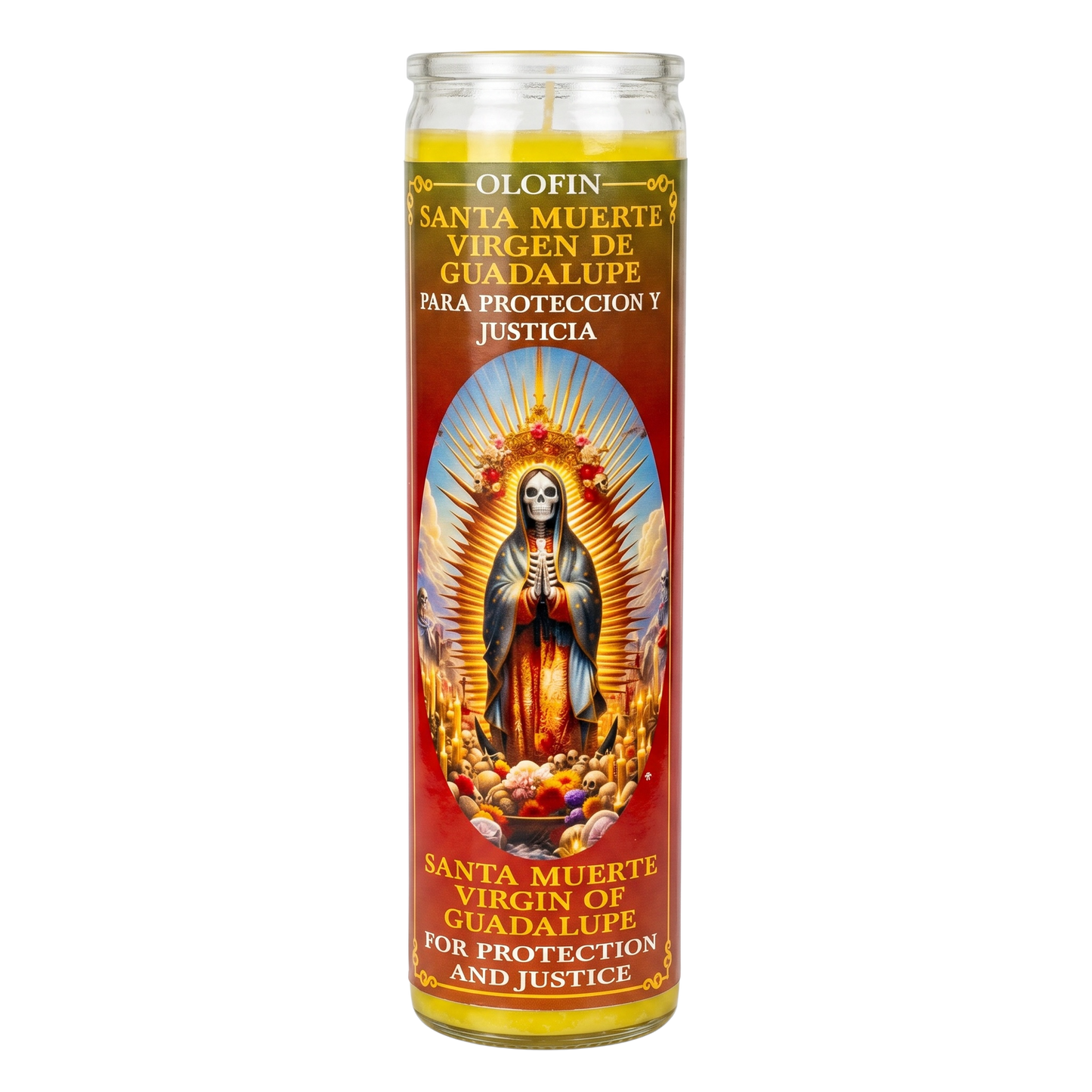 Santa Muerte Virgen De Guadalupe (Holy Death Virgen Of Guadalupe) Prepared Ritual Candle Perfumed Vela Preparada