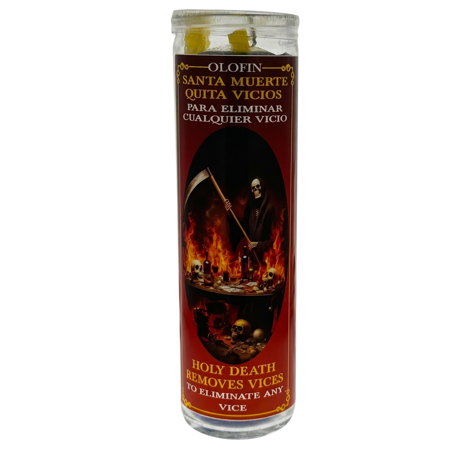 Santa Muerte Quita Vicios (Holy Death Removes Vices) Prepared Ritual Candle Perfumed Vela Preparada