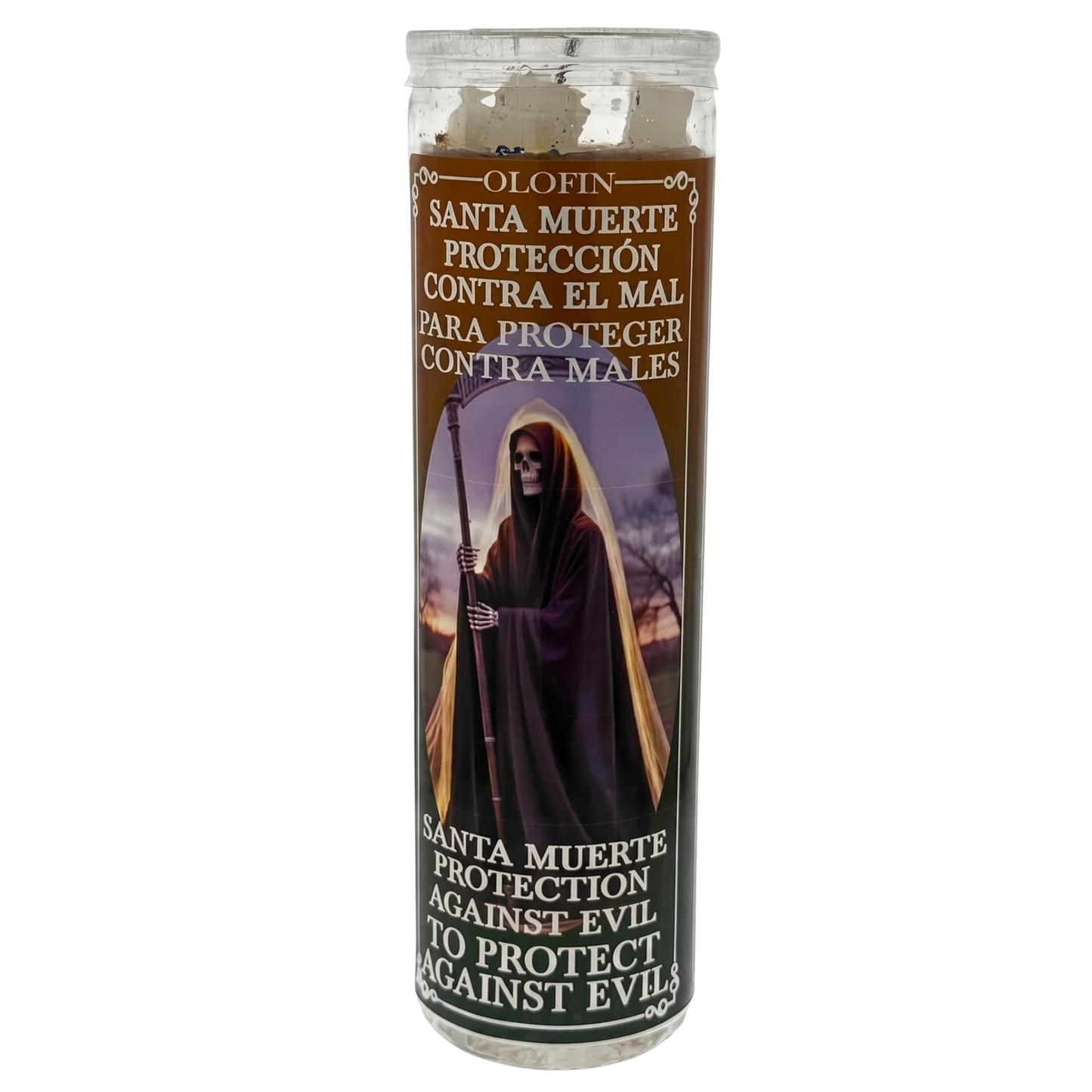Santa Muerte Protección Contra El Mal (Holy Death Protection Against Evil) Prepared Ritual Candle Perfumed Vela Preparada