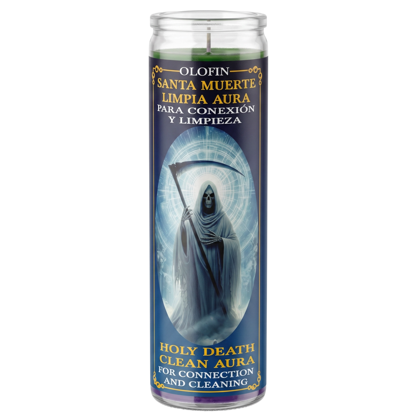 Santa Muerte Limpia Aura (Holy Death Clean Aura) Prepared Ritual Candle Perfumed Vela Preparada