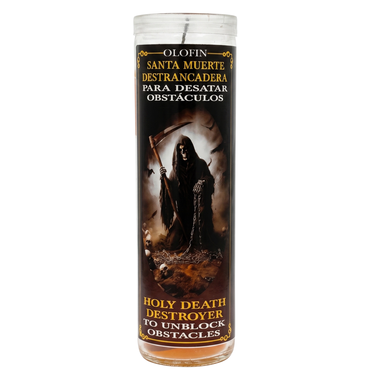 Santa Muerte Destrancadera (Holy Death Destroyer) Prepared Ritual Candle Perfumed Vela Preparada