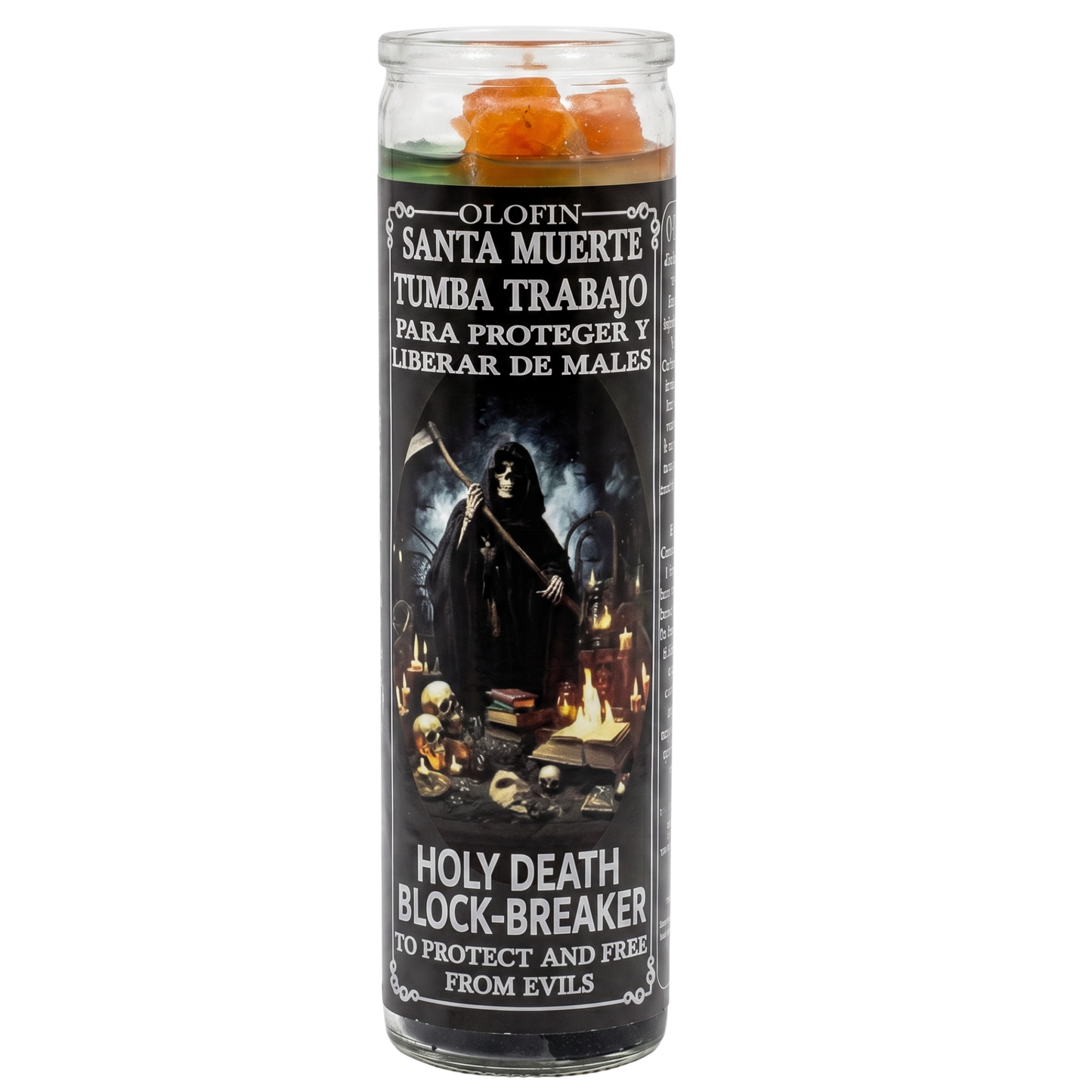 Santa Muerte Tumba Trabajo (Holy Death Block Breaker) Prepared Ritual Candle Perfumed Vela Preparada