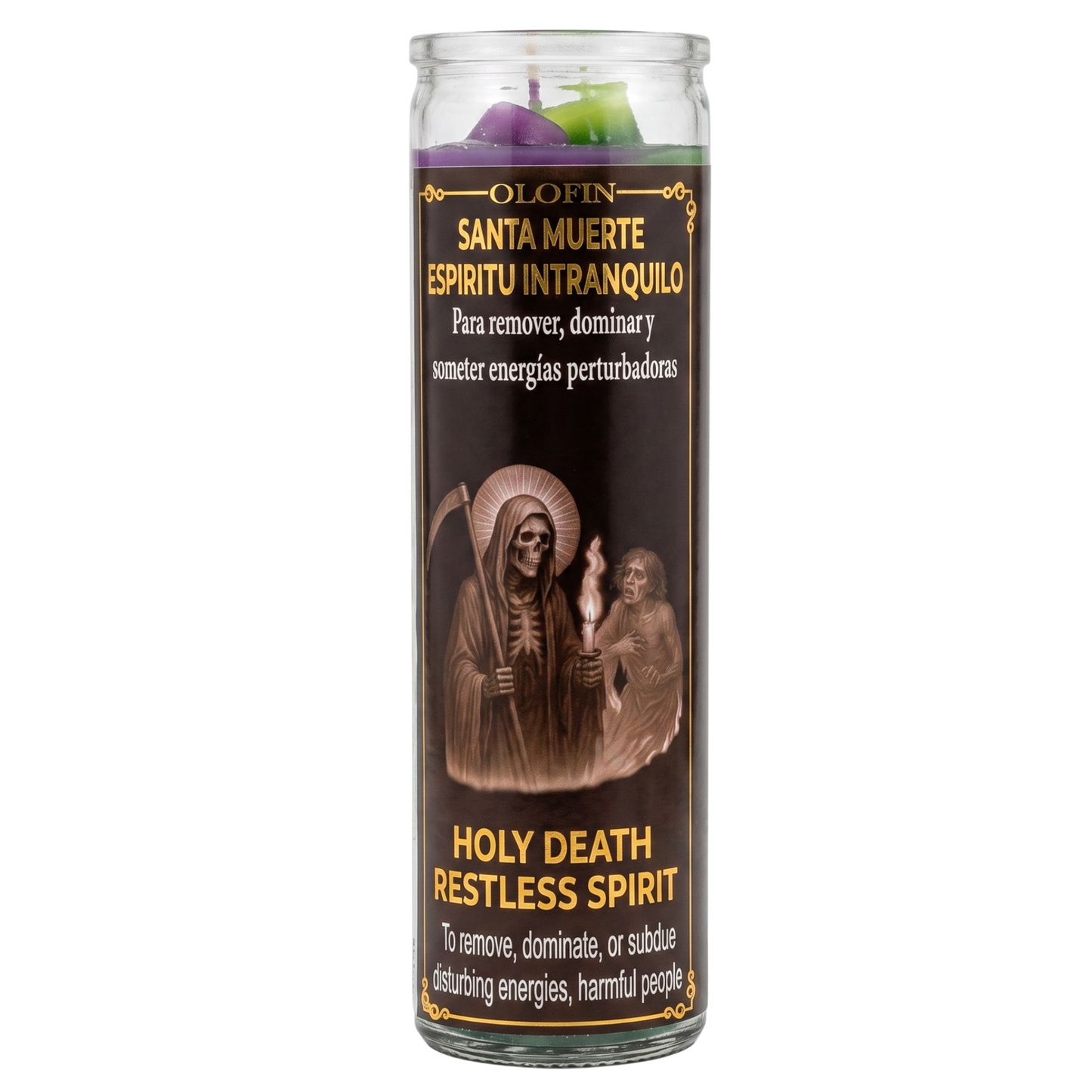 Santa Muerte Espíritu Intranquilo (Holy Death Restless Spirit) Prepared Ritual Candle Perfumed Vela Preparada