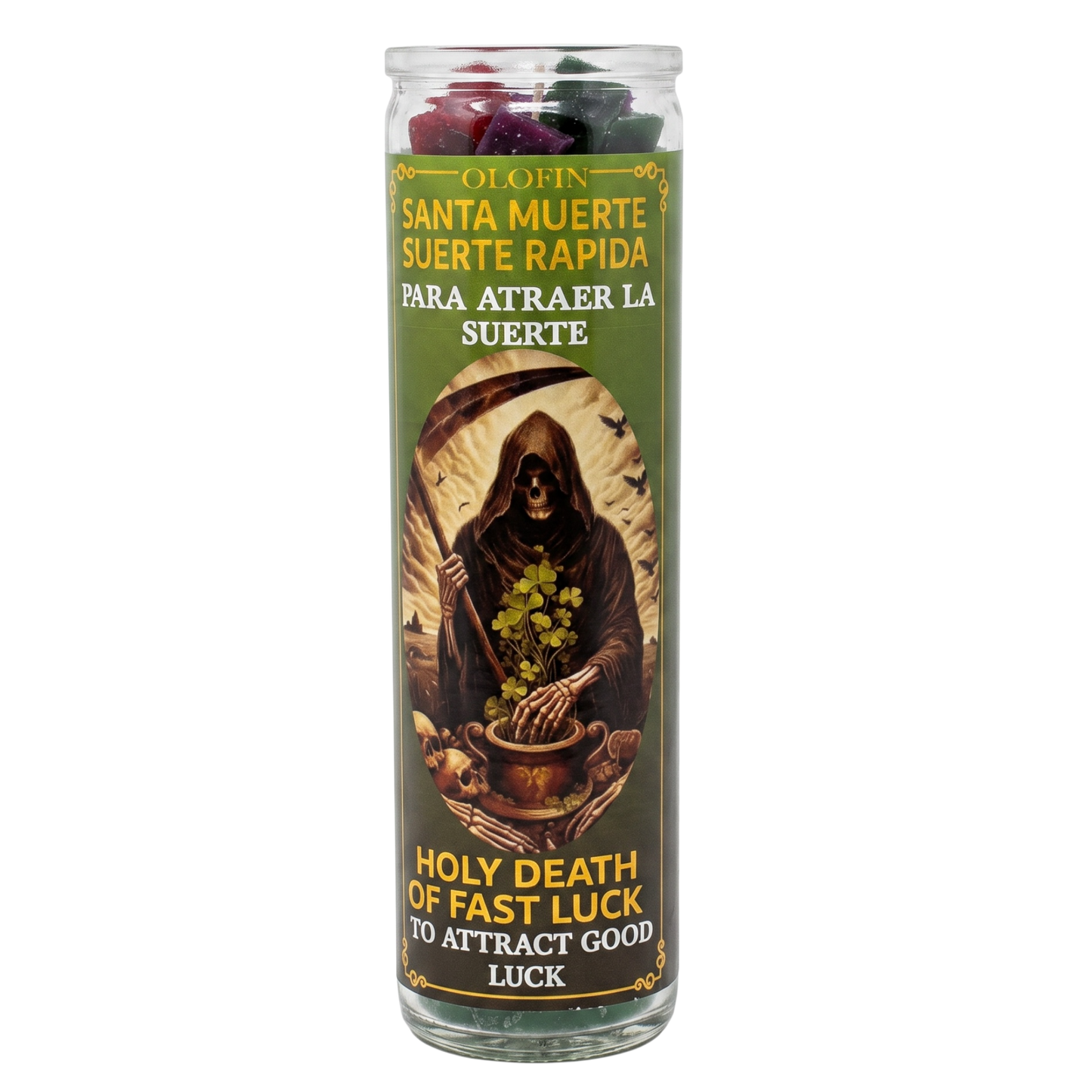 Santa Muerte Suerte Rápida (Holy Death Of Fast Luck) Prepared Ritual Candle Perfumed Vela Preparada