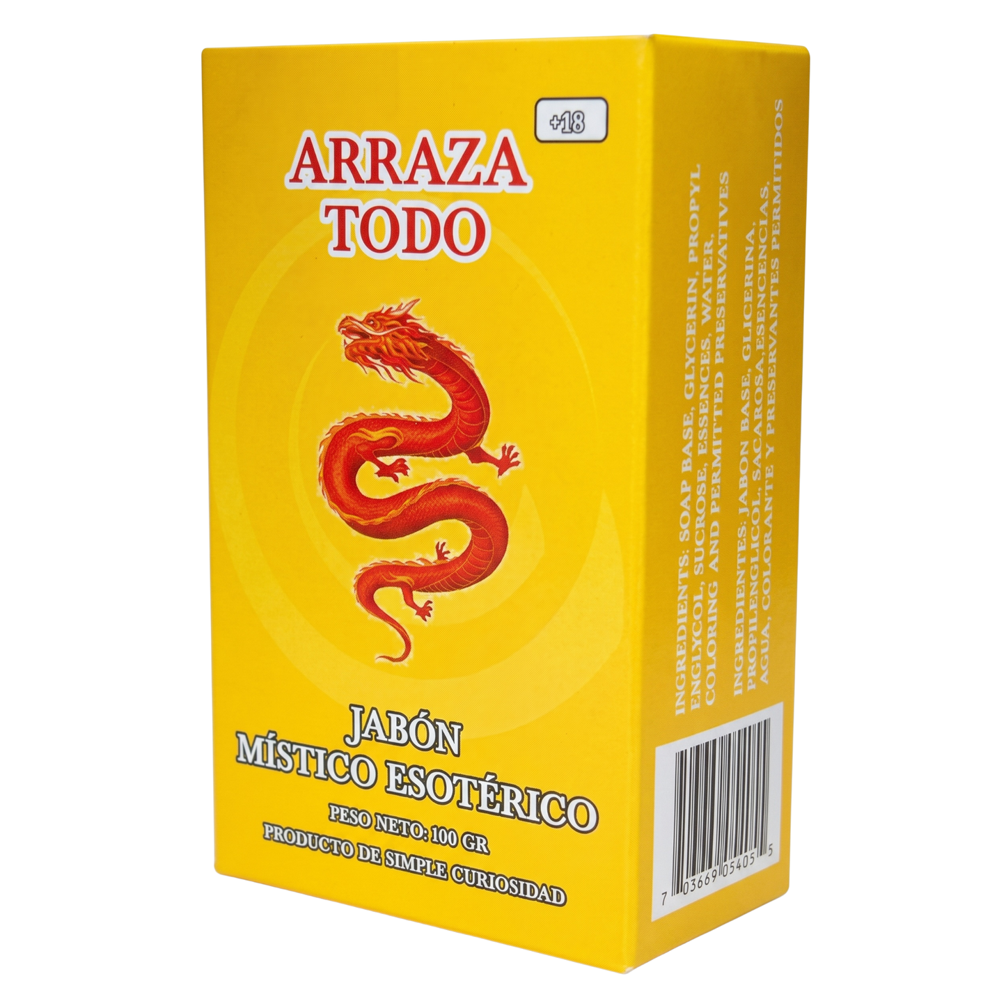 Yellow box with a red dragon illustration and text on a white background