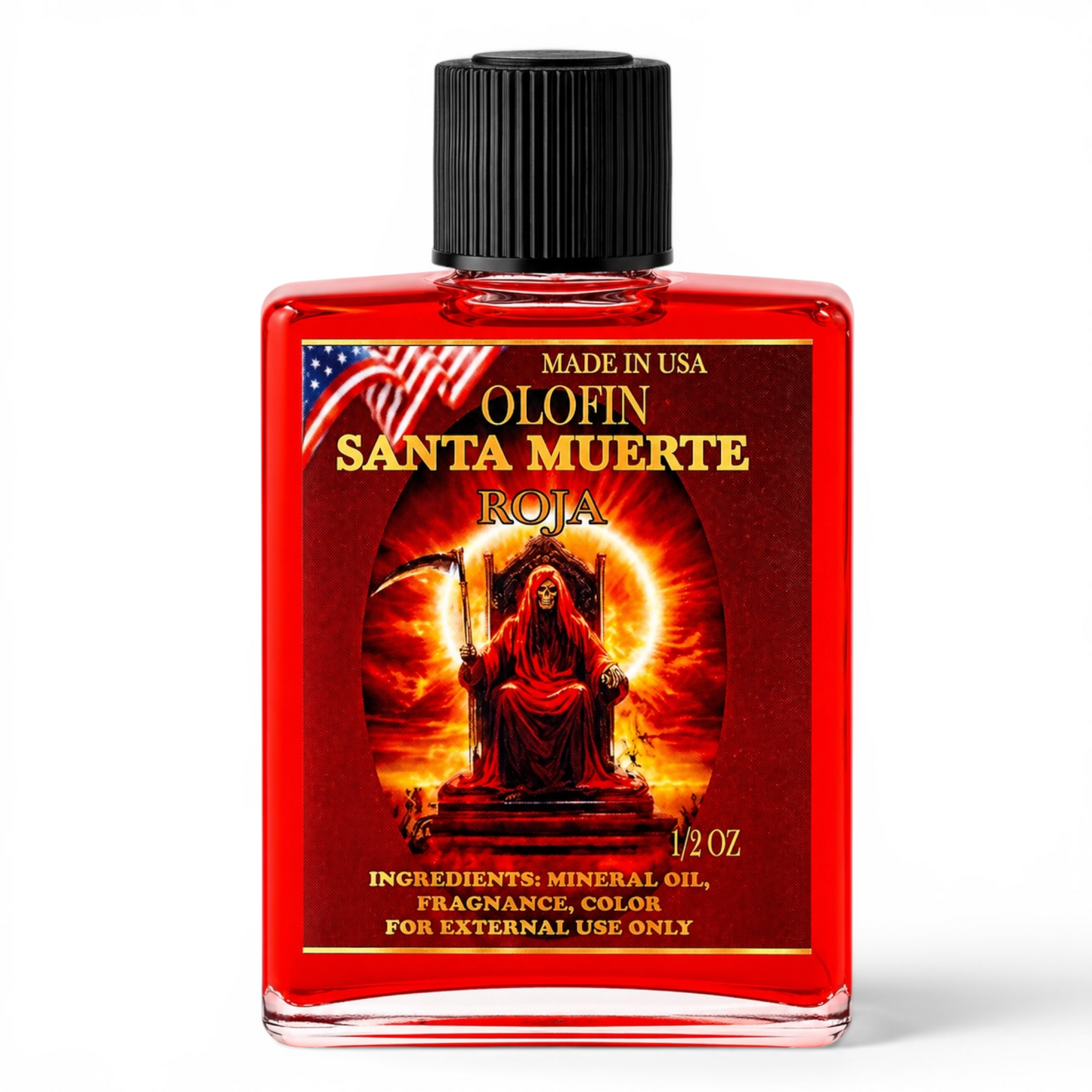 Santa Muerte Rojo Aceite Esoteric Fragrance Oil 1/2oz-1oz Square Bottle