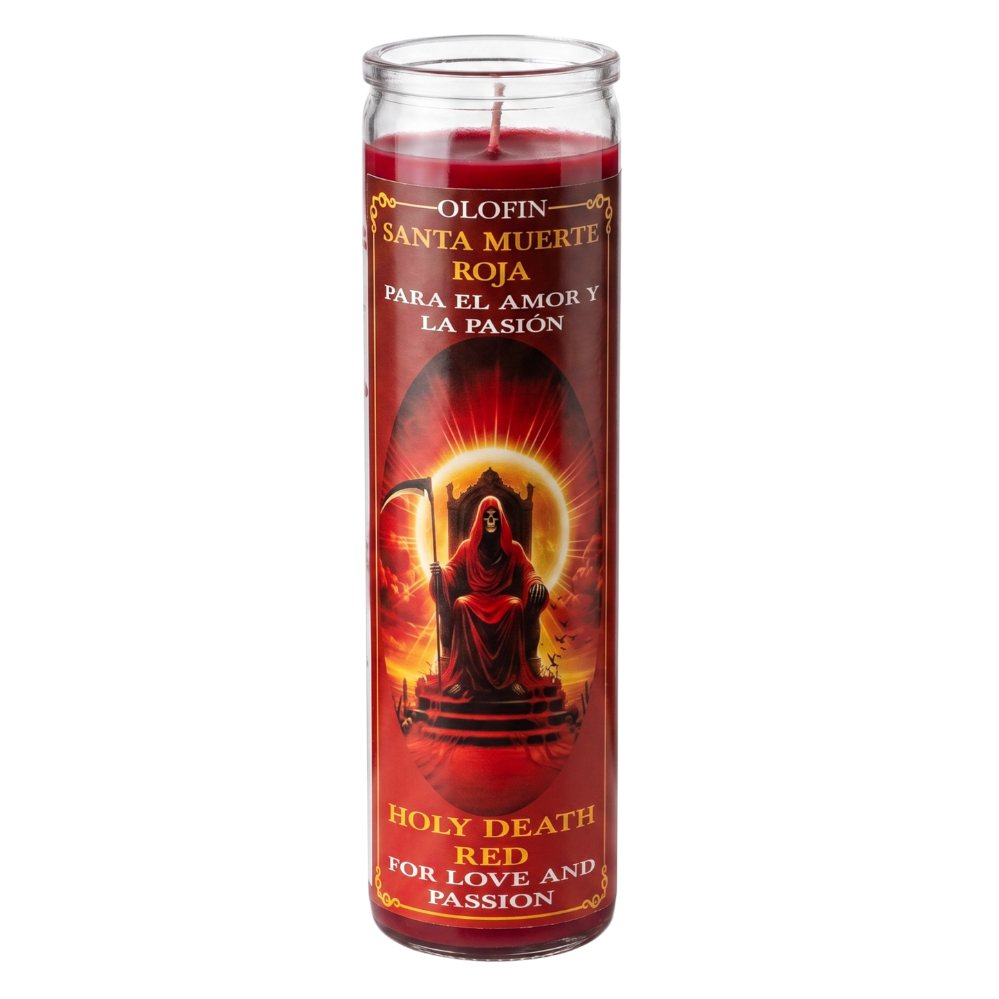 Santa Muerte Rojo (Holy Death Red) Prepared Ritual Candle Perfumed Vela Preparada
