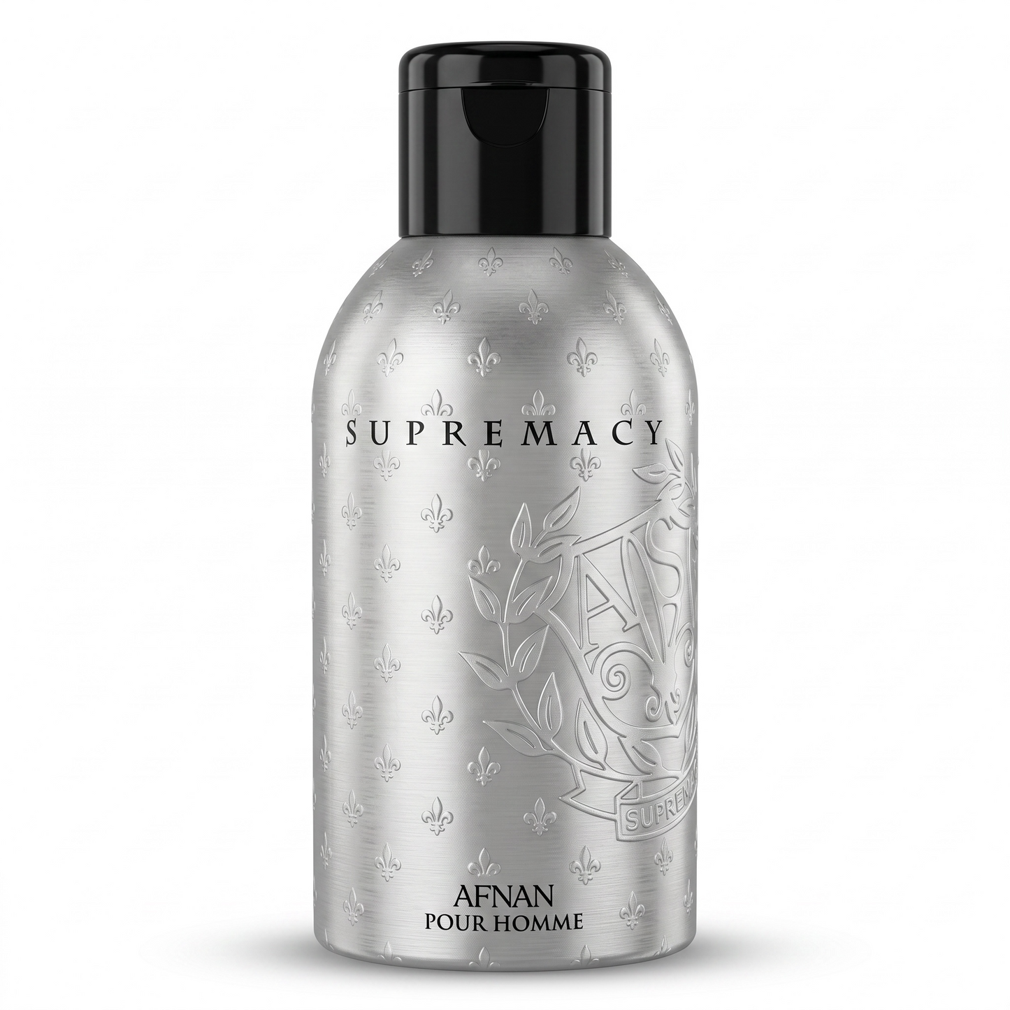 Silver bottle of Afnan Supremacy pour homme on a white background