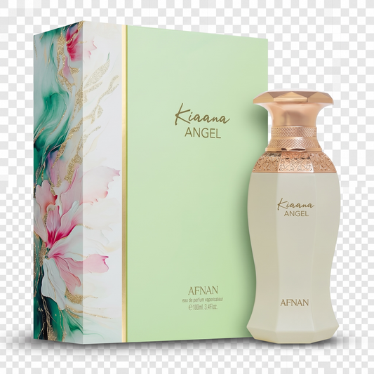 Kiaana Angel perfume bottle and packaging on a transparent background