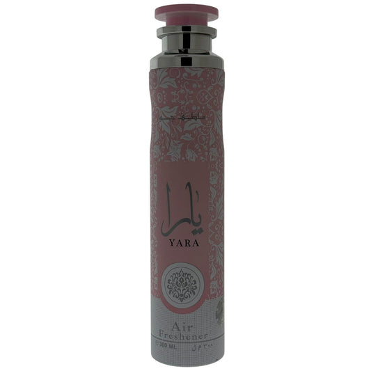 Yara air freshener bottle with pink cap on a white background