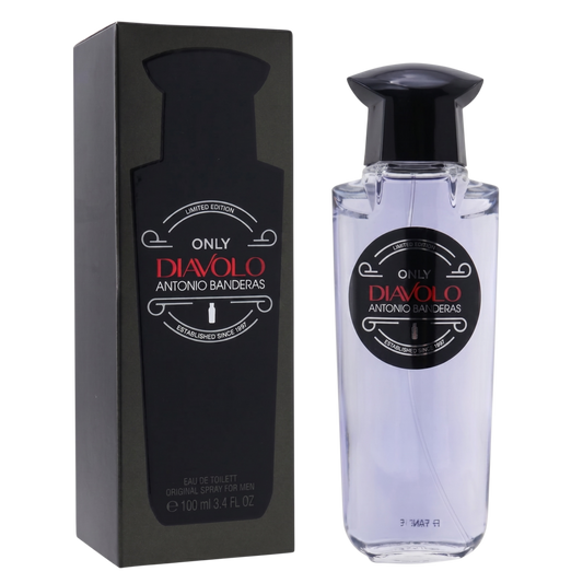 Antonio Banderas Only DiávoólO perfume bottle and packaging on a white background