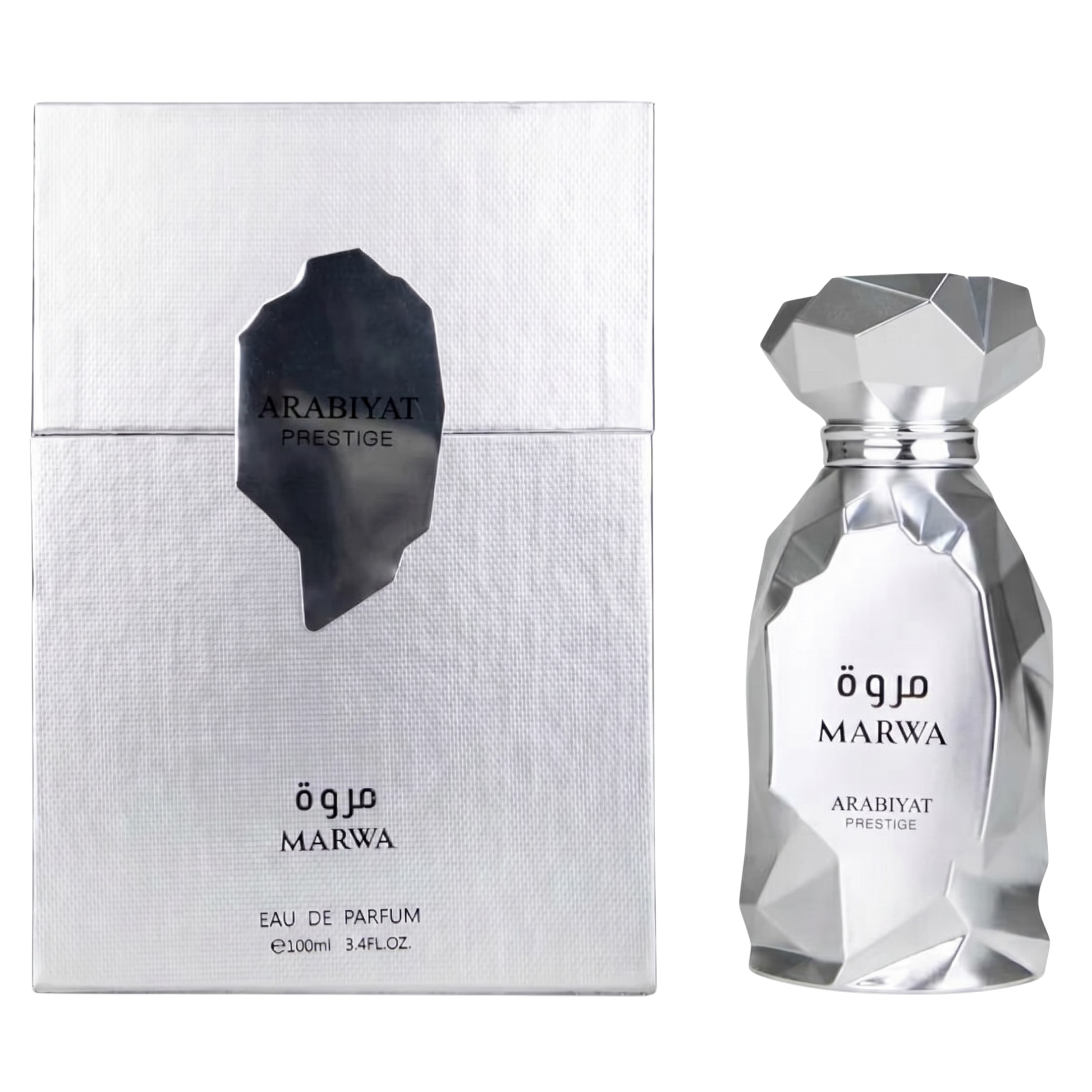 ARABIYAT PRESTIGE Marwa Eau de Parfum bottle and packaging on a white background