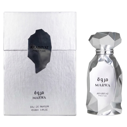 ARABIYAT PRESTIGE Marwa Eau de Parfum bottle and packaging on a white background