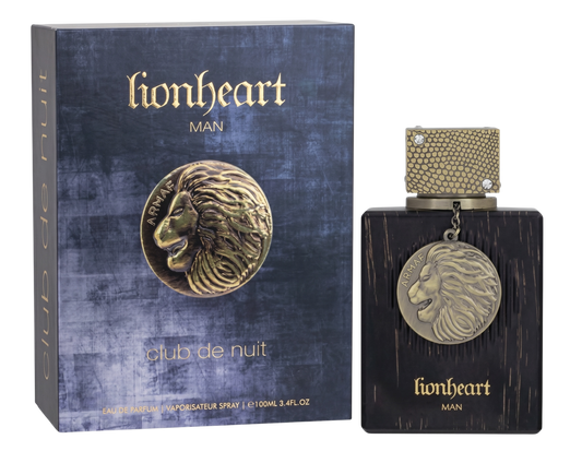 Lionheart Man perfume bottle and packaging on a white background
