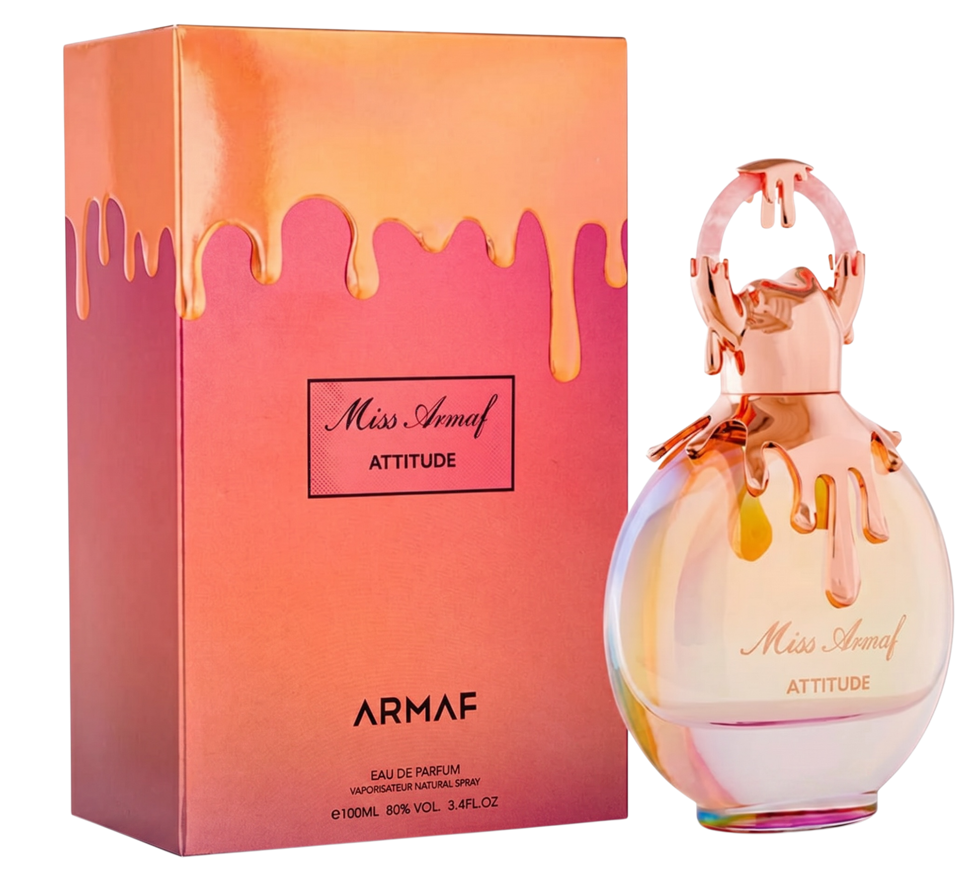 Armaf Miss Armaf Attitude perfume bottle and packaging on a white background