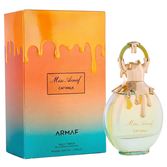 Armaf Miss Armaf Catwalk perfume bottle and packaging on a white background