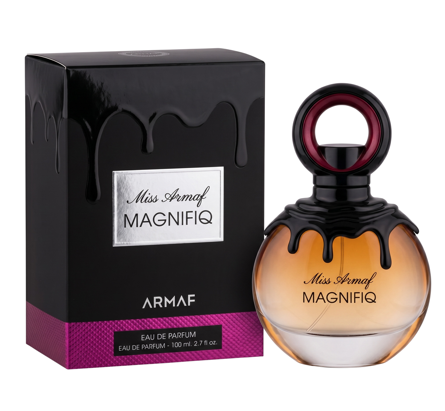 Armaf Miss Armaf Magnifiq perfume bottle and packaging on a white background