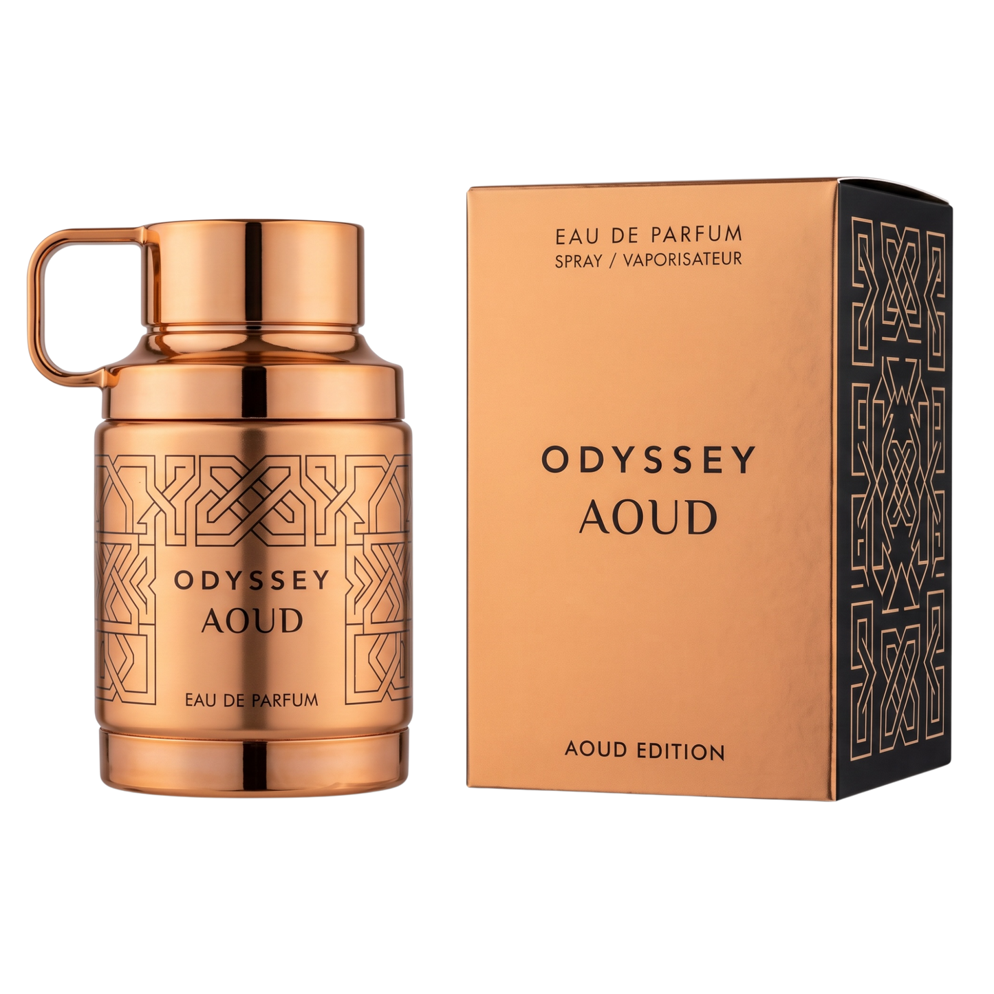 Odyssey Aoud perfume bottle and packaging on a white background
