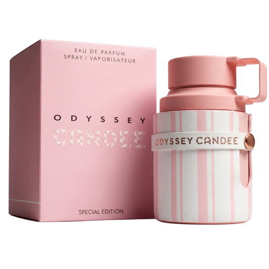 Odyssey Candee perfume bottle and packaging on a white background
