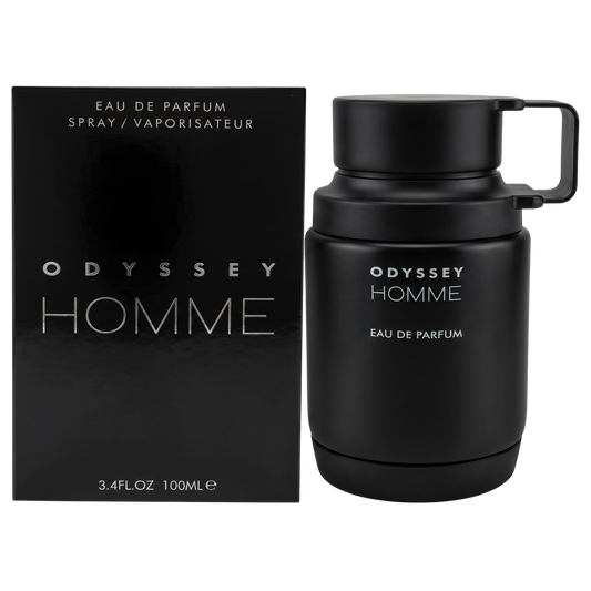Black Odyssey Homme Eau de Parfum bottle and packaging on a white background