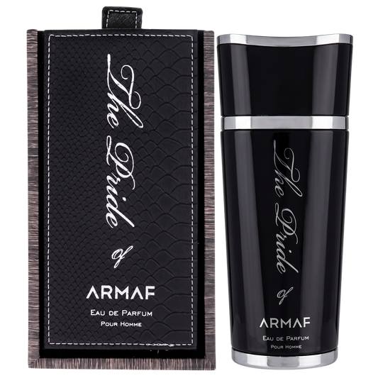 Black Armaf Eau de Parfum bottle and packaging on a white background
