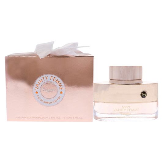 Vanity Femme perfume bottle and packaging on a white background