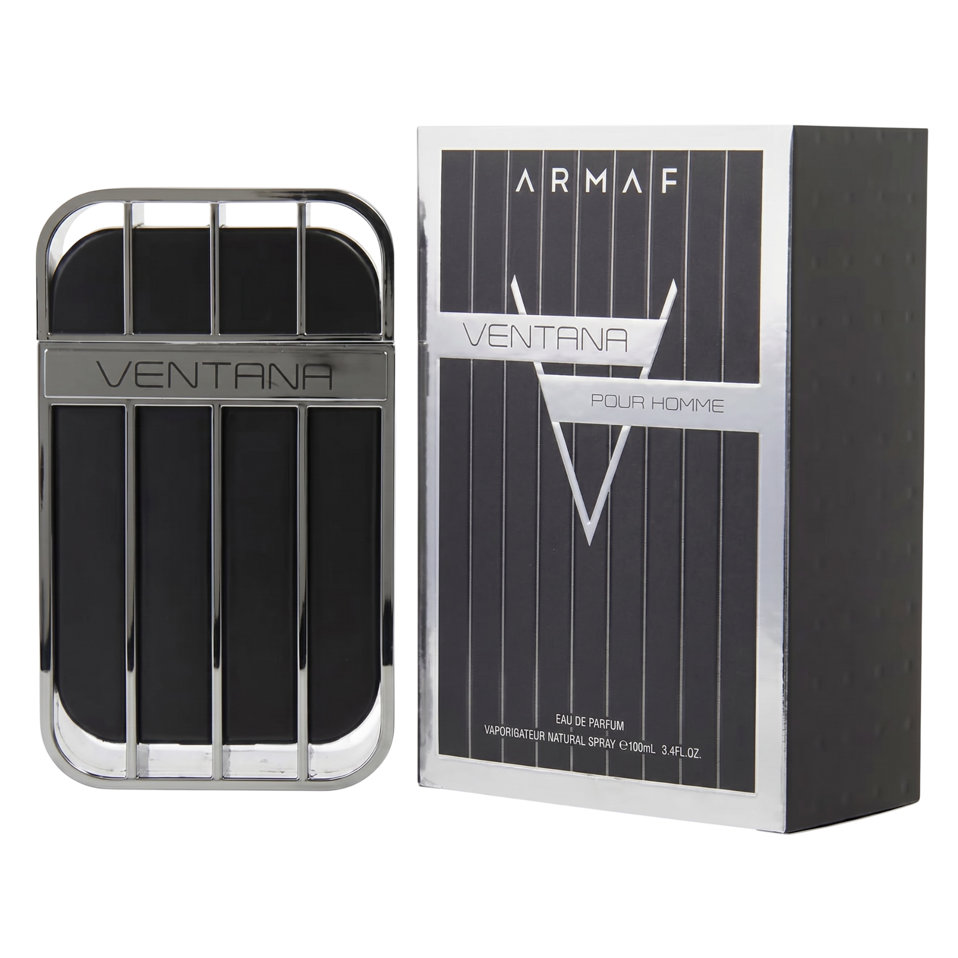 Armaf Ventana Pour Homme perfume bottle and packaging on a white background