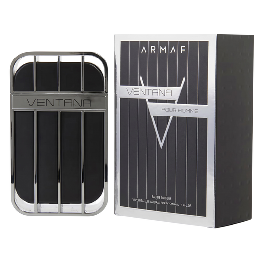 Armaf Ventana Pour Homme perfume bottle and packaging on a white background