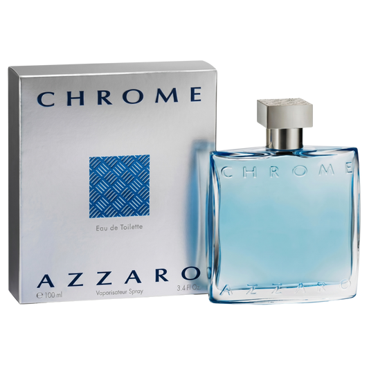 Azzaro Chrome Eau de Toilette bottle and packaging on a white background