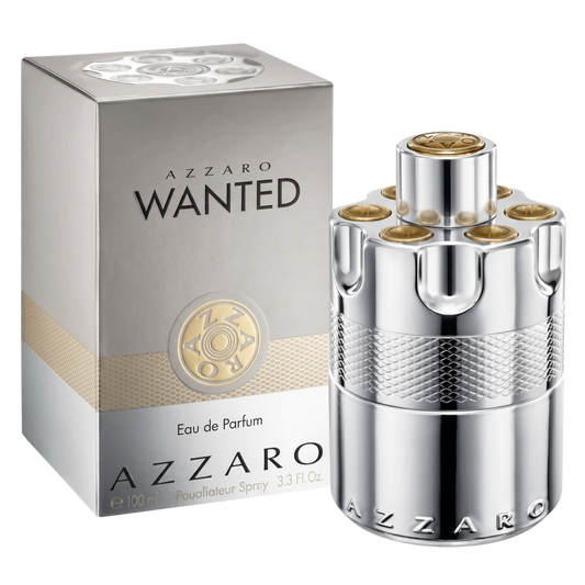 Azzaro Wanted Eau de Parfum bottle and packaging on a white background