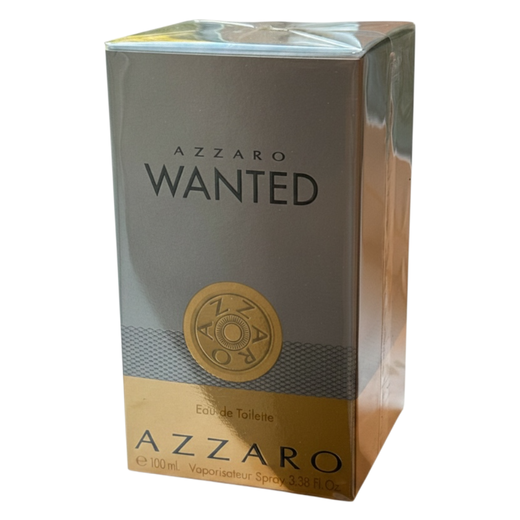 Azzaro Wanted perfume packaging on a white background