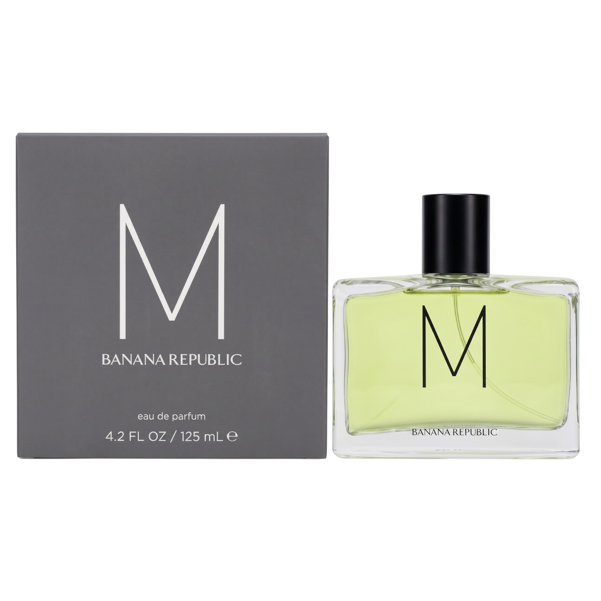 Banana Republic M eau de parfum bottle and packaging on a white background