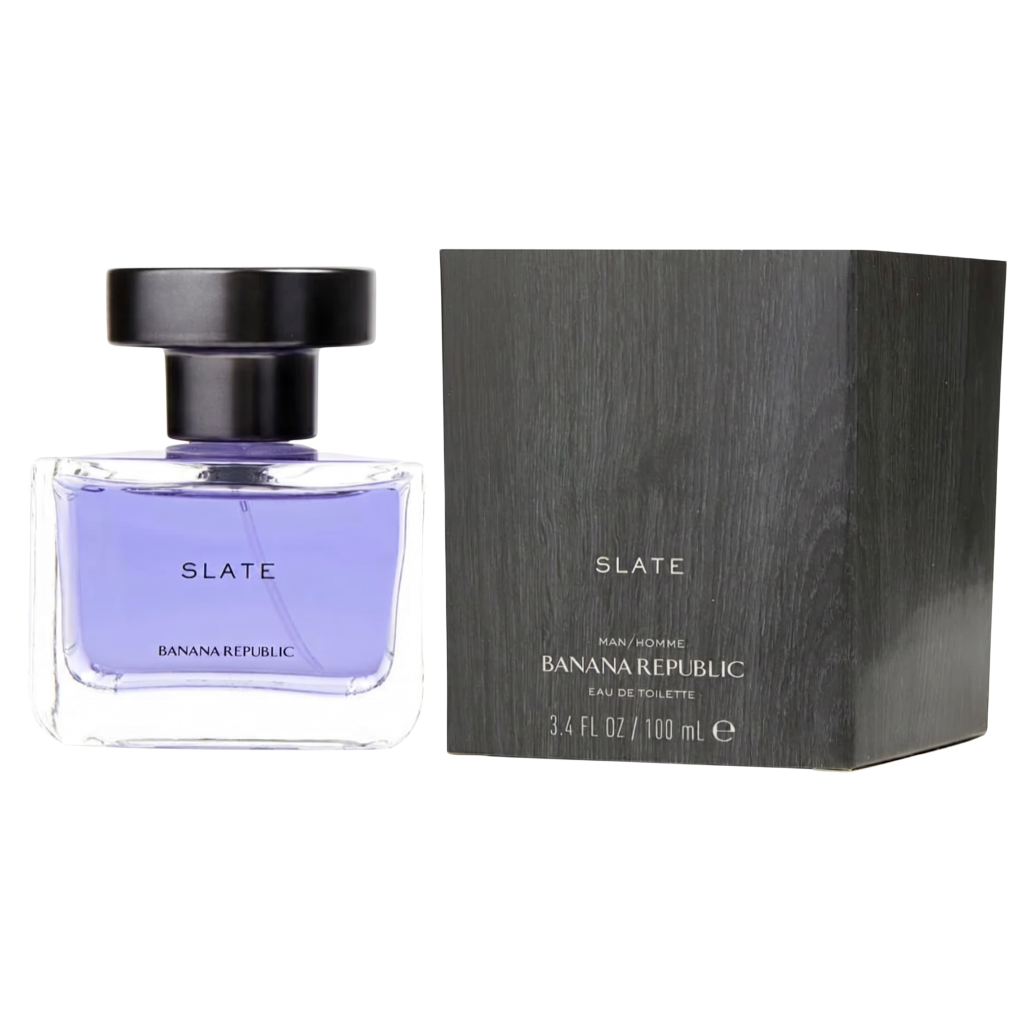 Banana Republic Slate perfume bottle and packaging on a white background