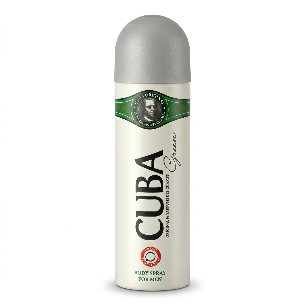 Cuba body spray for men on a white background