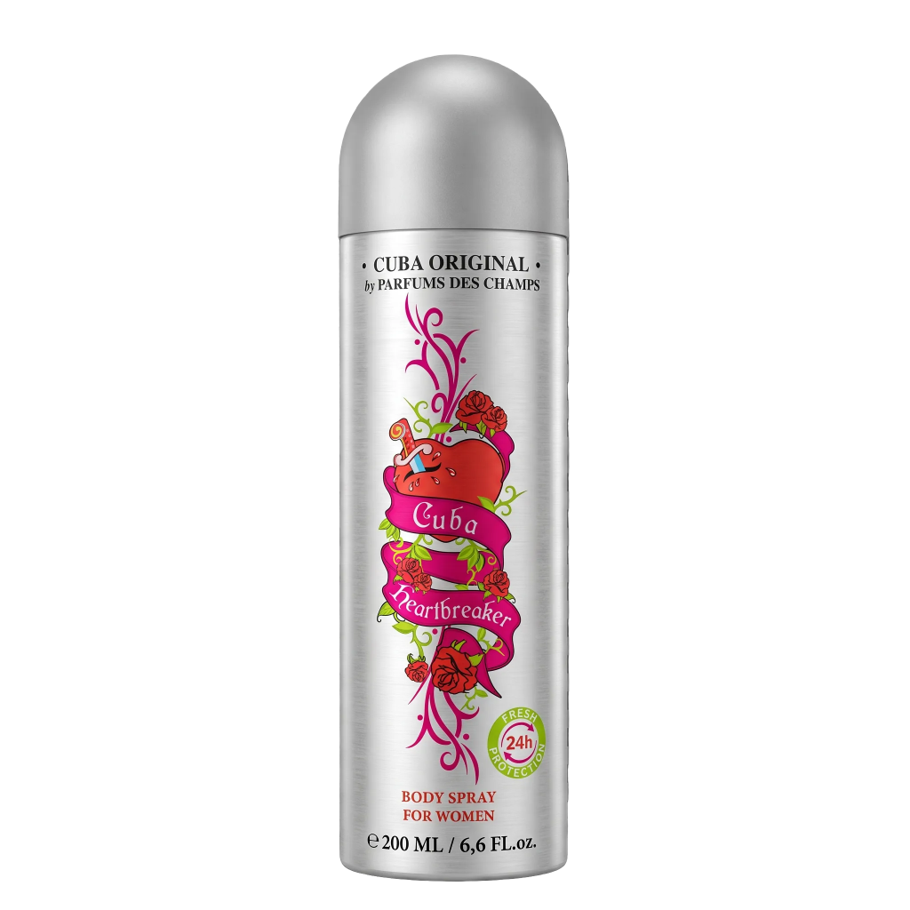 Cuba Original Heartbreaker body spray for women on a transparent background