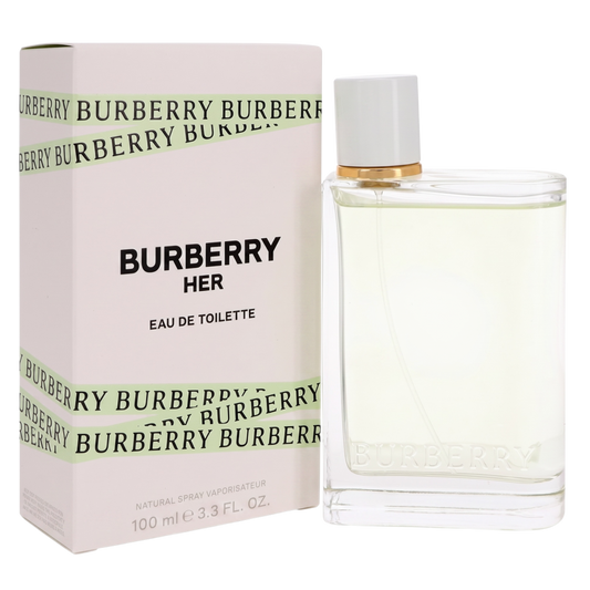 Burberry Her Eau de Toilette bottle and packaging on a white background