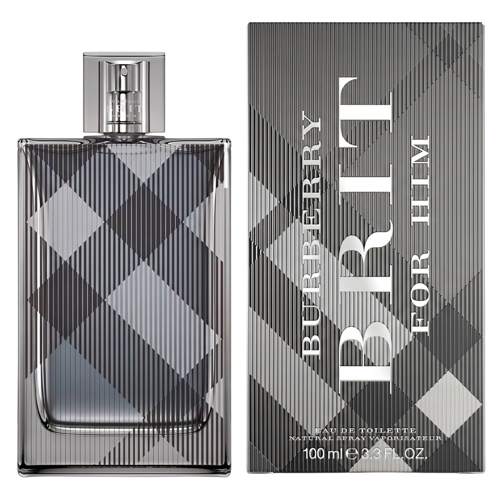 Burberry Brit for Him Eau de Toilette bottle and packaging on a white background