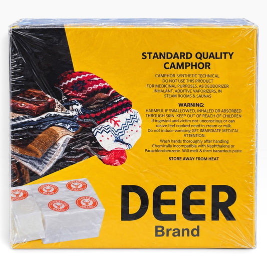 Camphor | Standard Quality Synthetic Camphor Blocks Deer Brand 16/4 ct 64 Cubes 455 Gram 