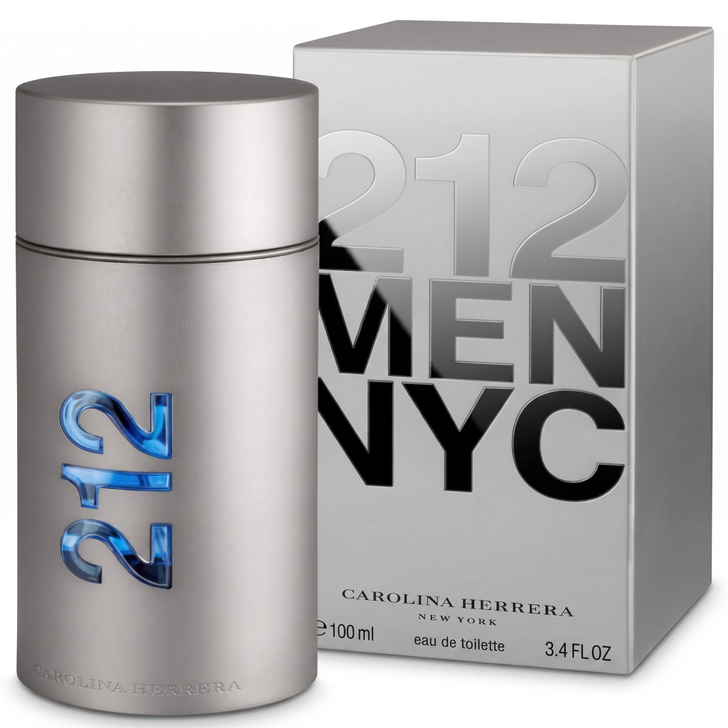 212 Men NYC perfume bottle and packaging on a white background