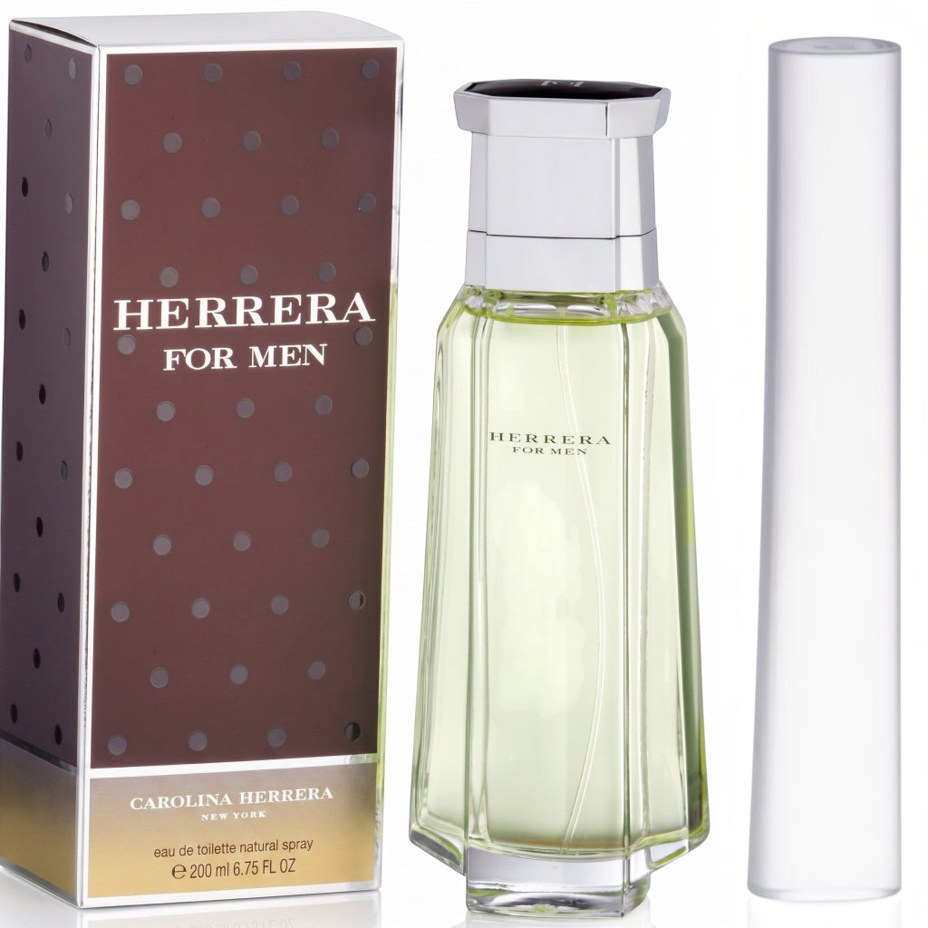 Carolina Herrera for Men perfume bottle and packaging on a white background