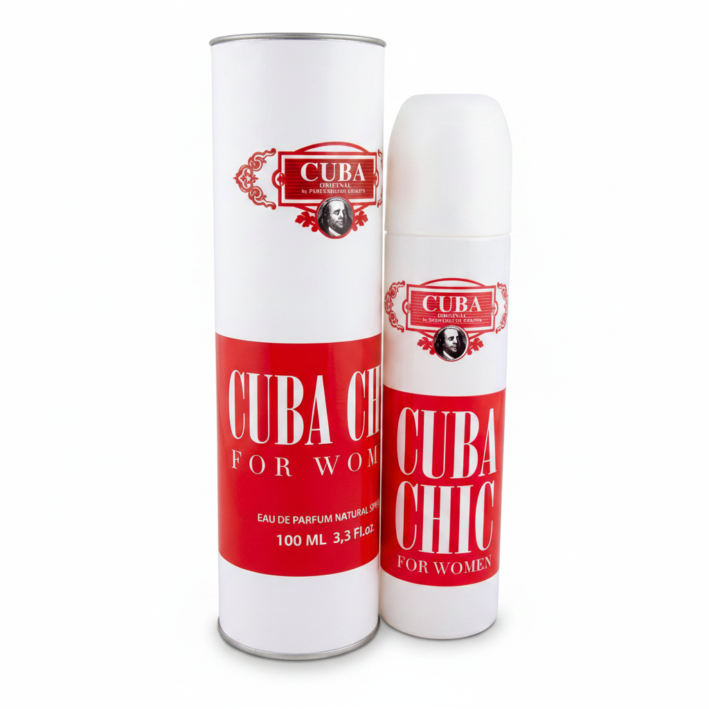 Cuba Chico for Women perfume bottle and packaging on a white background