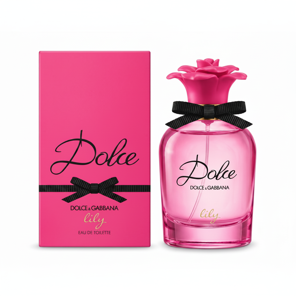 Dolce & Gabbana Lily perfume bottle and packaging on a white background