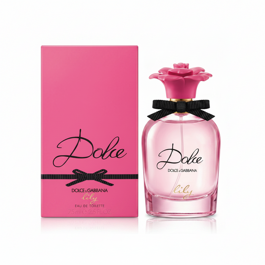 Dolce & Gabbana Lily perfume bottle and packaging on a white background