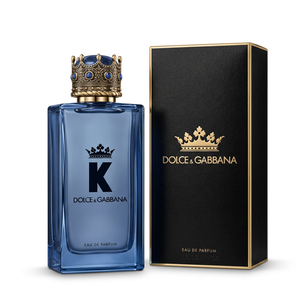 Dolce & Gabbana K Eau de Parfum bottle and packaging on a white background