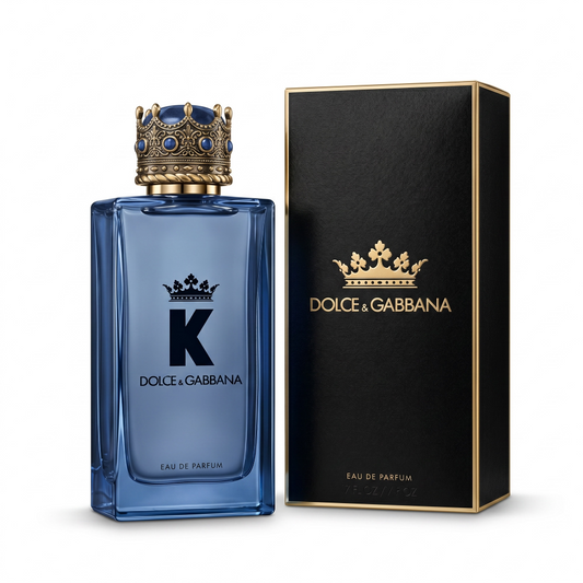 Dolce & Gabbana K Eau de Parfum bottle and packaging on a white background