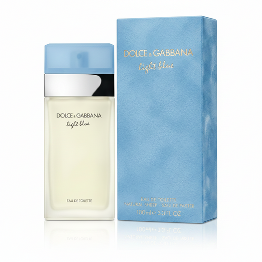 Dolce & Gabbana Light Blue eau de toilette bottle and packaging on a white background