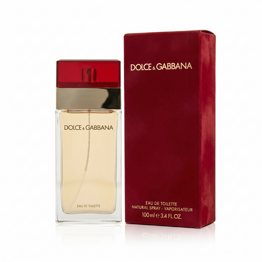 Dolce & Gabbana perfume bottle and packaging on a white background